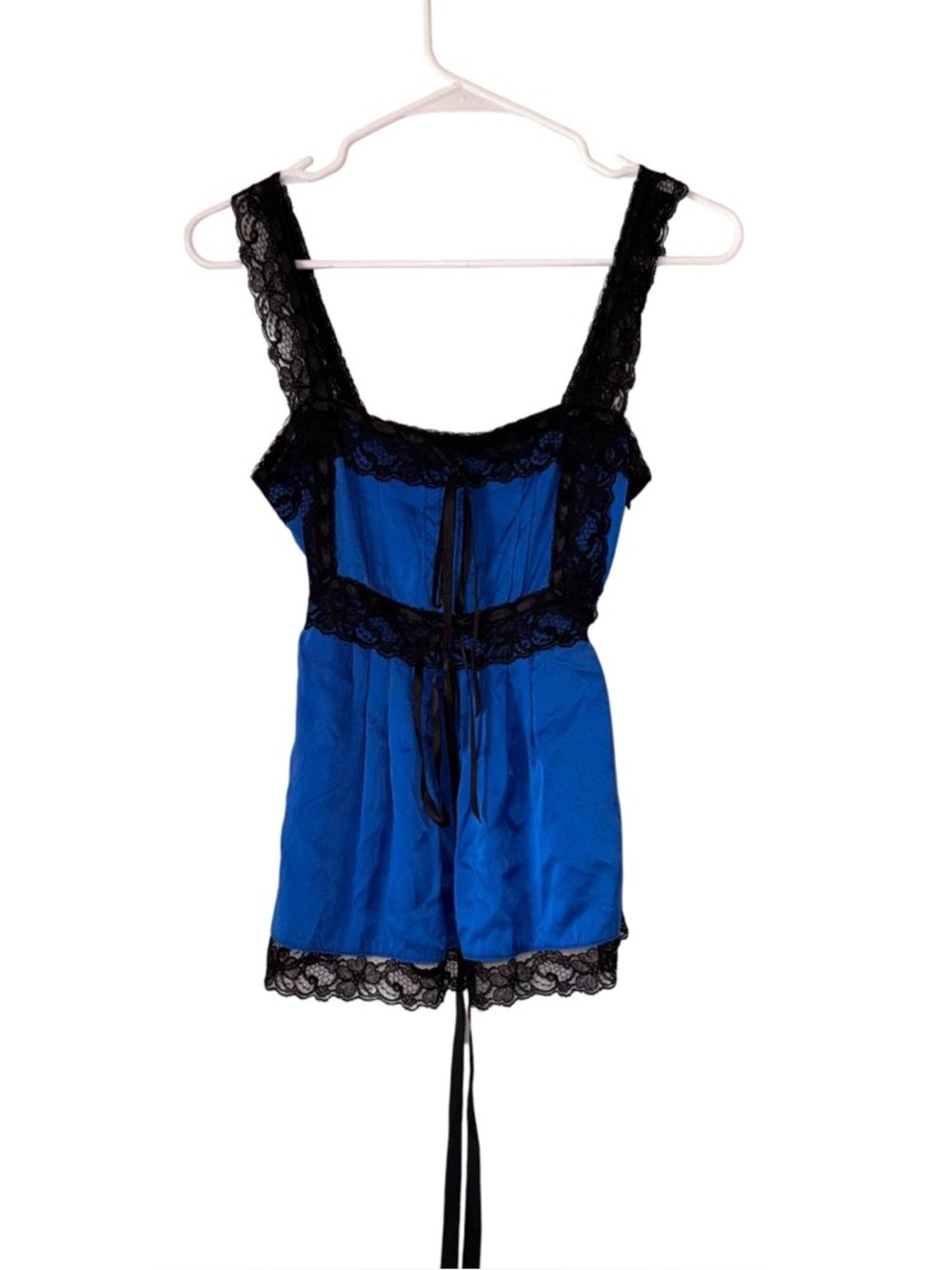 VTG Betsey Johnson 100% Silk Lace Trim Babydoll Camisole Top - Size 2